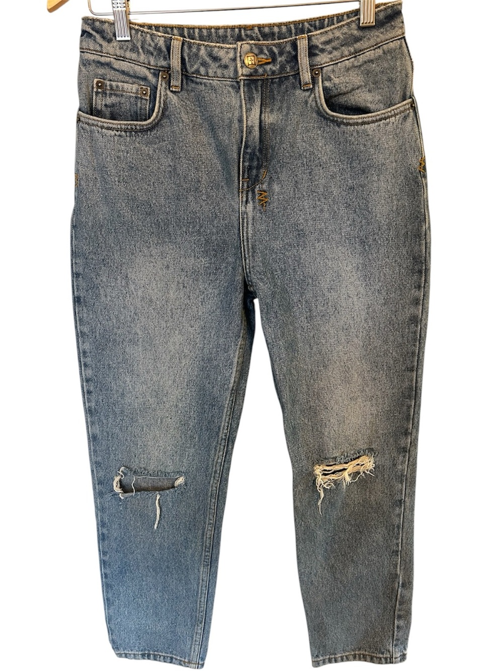 Ksubi Distressed Slashed Knee High Rise Denim 28” Blue Jeans 100% Cotton